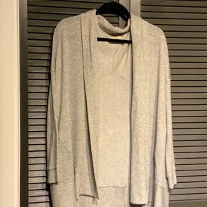 Silver oversized open front cardigan